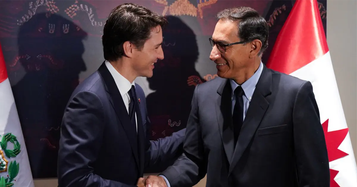 Thủ tướng Justin Trudeau gặp Tổng thống Peru Martin Vizcarra. Canada và Peru có chung một thỏa thuận quan trọng là Hiệp định Thương Mại Tự Do Canada - Peru (CPFTA)