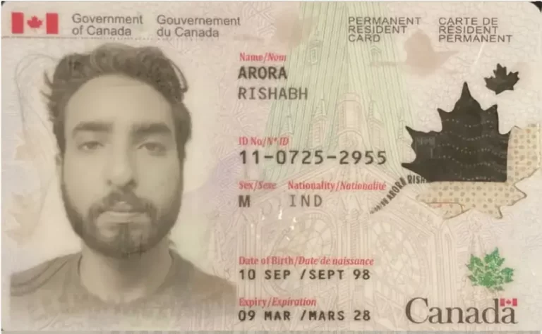 Thẻ thường trú nhân Canada (Canada PR Card) mặt trước