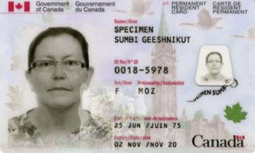 Mẫu thẻ thường trú nhân Canada 2016 - 2020 (PR Card Sample)