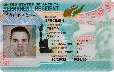 Thẻ xanh Hoa Kỳ (US Permanent Residencard Form I9 (2023)) - Mặt trước