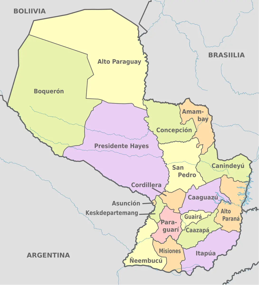 Bản đồ hành chính Paraguay