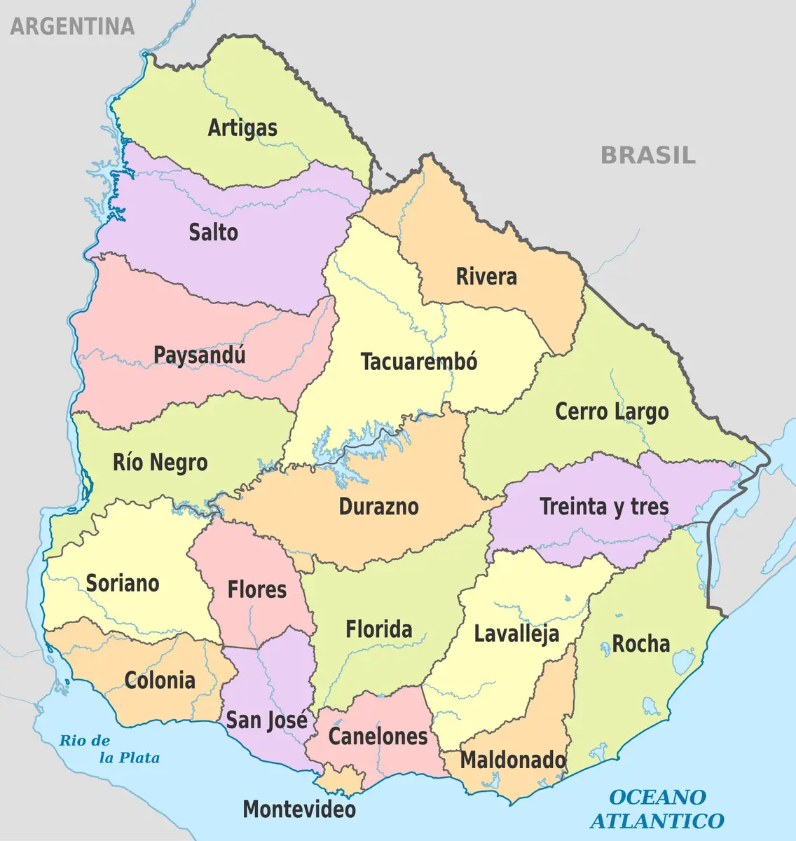 Bản đồ các tỉnh Uruguay